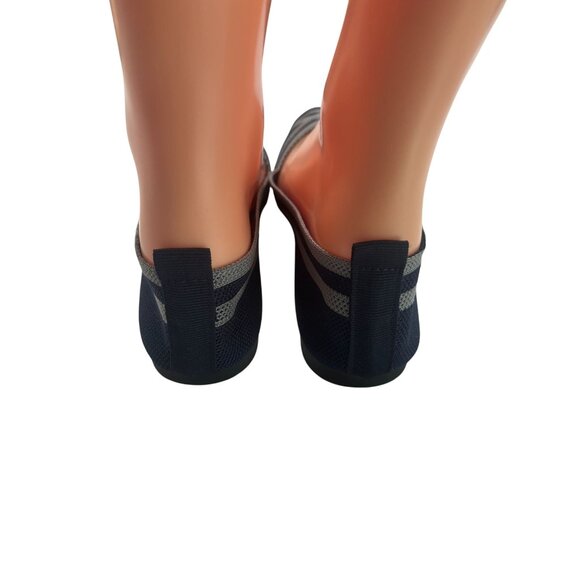 Womens Navy Gray Pointed Toe Flats Size 40 Slip-On Shoes With Cushioned Insoles - Picture 4 of 6